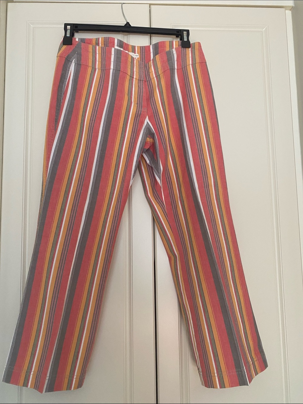Striped Ankle-Length Cropped Pants in Multi-Color